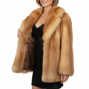 VINTAGE Genuine Red Fox Fur Coat - Size Medium - GLAM & COZY